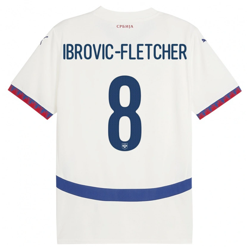 Danxen Män Serbien Edward Ibrovic-Fletcher #8 Vit Bortatröja Matchtröjor 24-26 Tröjor T-Tröja