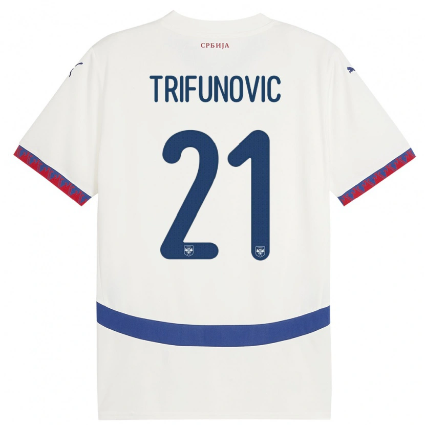 Danxen Män Serbien Nemanja Trifunovic #21 Vit Bortatröja Matchtröjor 24-26 Tröjor T-Tröja