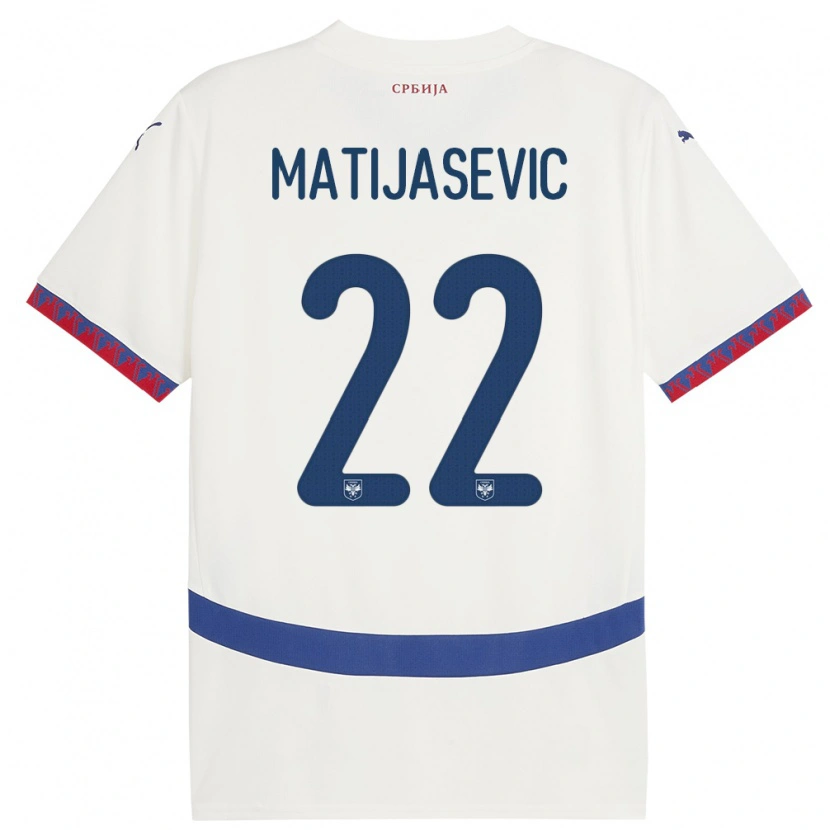 Danxen Män Serbien Filip Matijasevic #22 Vit Bortatröja Matchtröjor 24-26 Tröjor T-Tröja