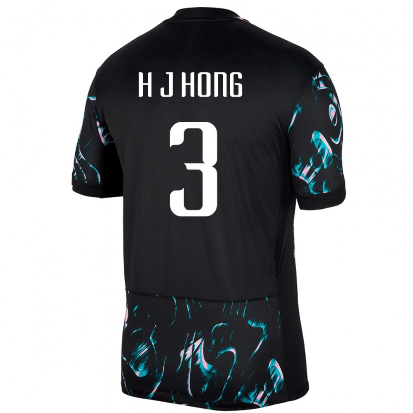 Danxen Män Sydkorea Hong Hye Ji #3 Svart Bortatröja Matchtröjor 24-26 Tröjor T-Tröja