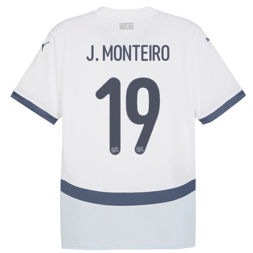 Danxen Män Schweiz Joël Monteiro #19 Vit Bortatröja Matchtröjor 24-26 Tröjor T-Tröja