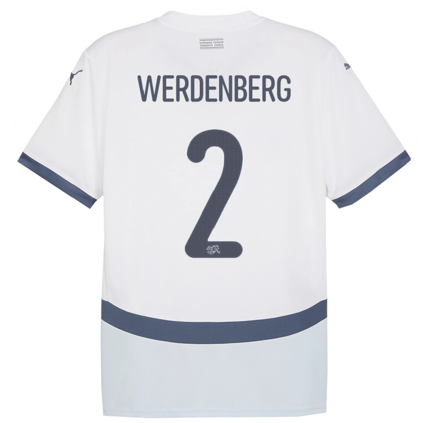 Danxen Män Schweiz Julien Werdenberg #2 Vit Bortatröja Matchtröjor 24-26 Tröjor T-Tröja