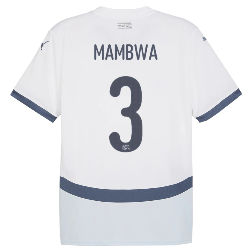 Danxen Män Schweiz Olivier Mambwa #3 Vit Bortatröja Matchtröjor 24-26 Tröjor T-Tröja