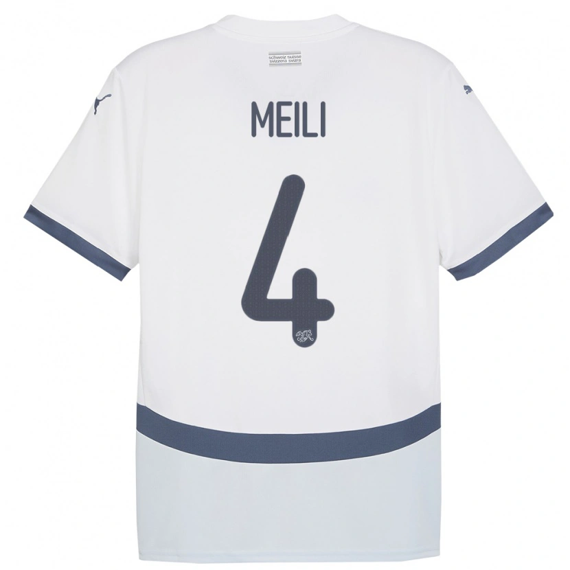 Danxen Män Schweiz Ezequiel Meili #4 Vit Bortatröja Matchtröjor 24-26 Tröjor T-Tröja