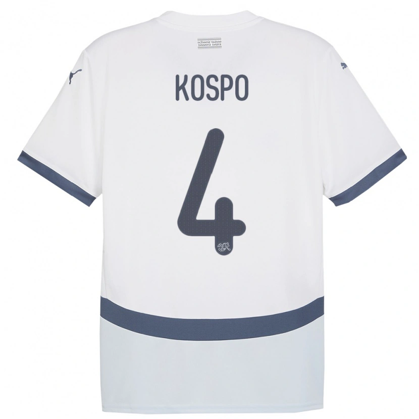 Danxen Män Schweiz Eman Kospo #4 Vit Bortatröja Matchtröjor 24-26 Tröjor T-Tröja