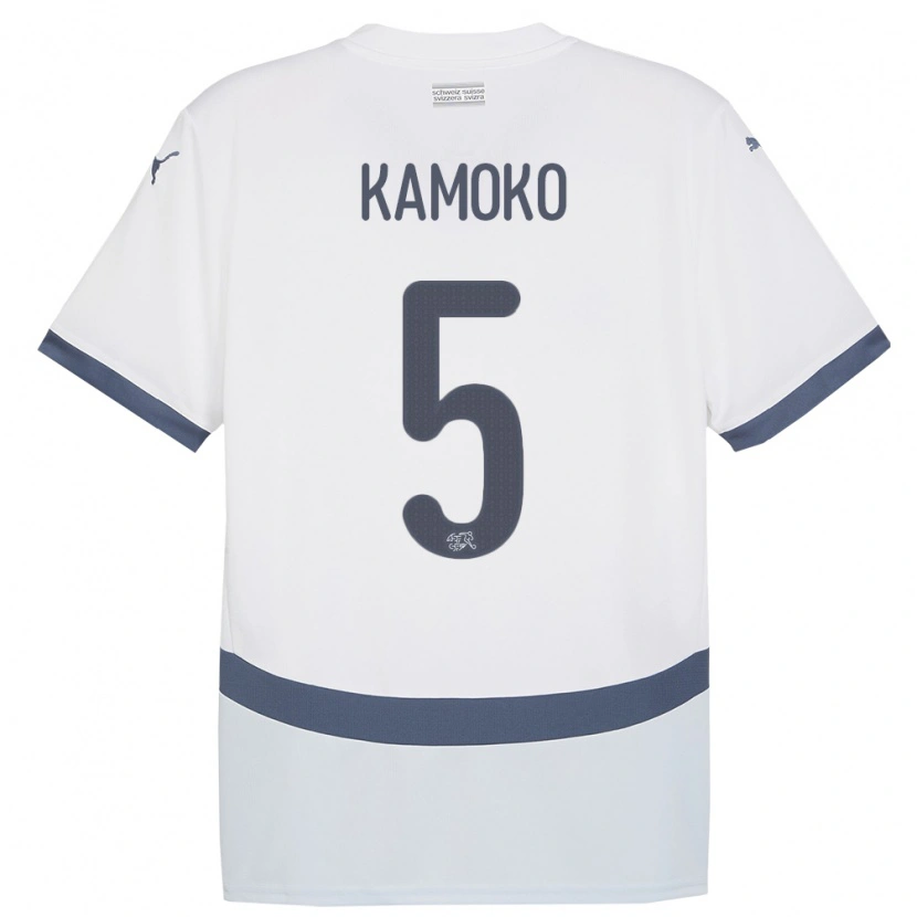 Danxen Män Schweiz Elohim Kamoko #5 Vit Bortatröja Matchtröjor 24-26 Tröjor T-Tröja