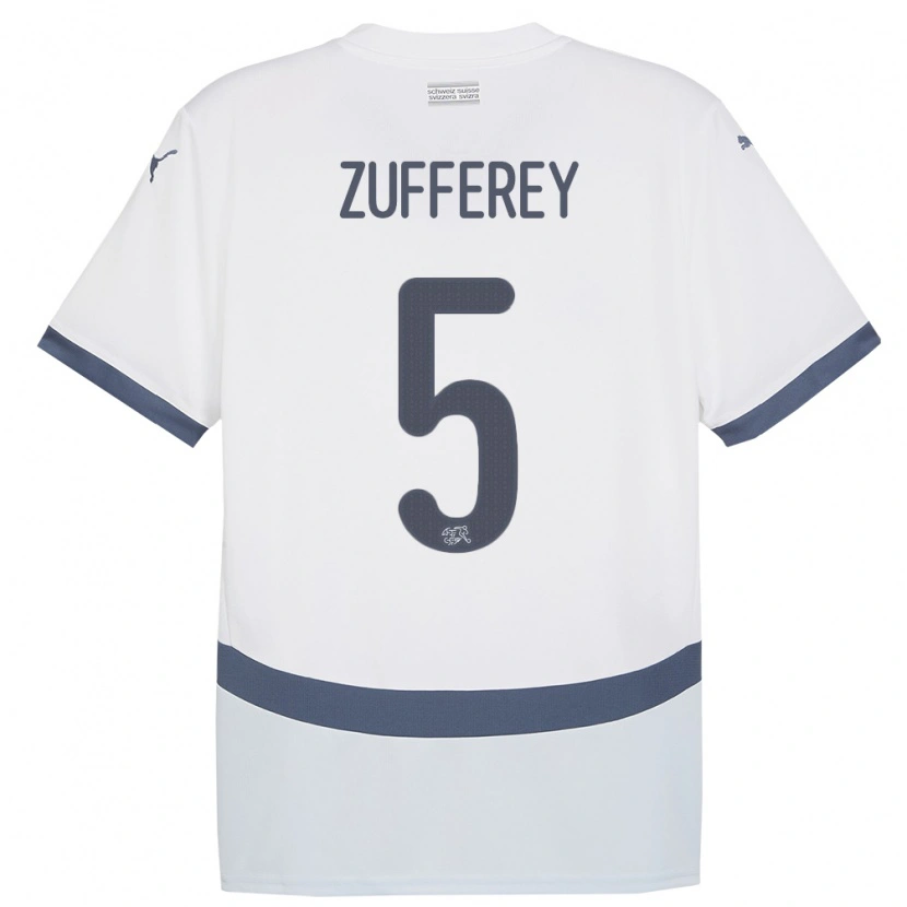 Danxen Män Schweiz Gil Zufferey #5 Vit Bortatröja Matchtröjor 24-26 Tröjor T-Tröja