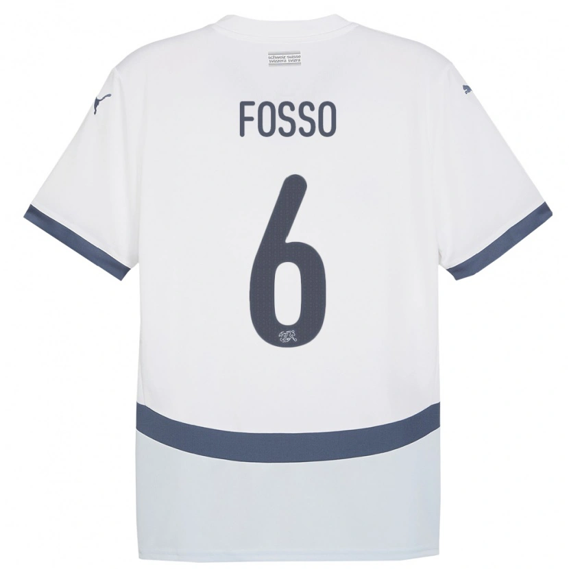 Danxen Män Schweiz Ryan Fosso #6 Vit Bortatröja Matchtröjor 24-26 Tröjor T-Tröja