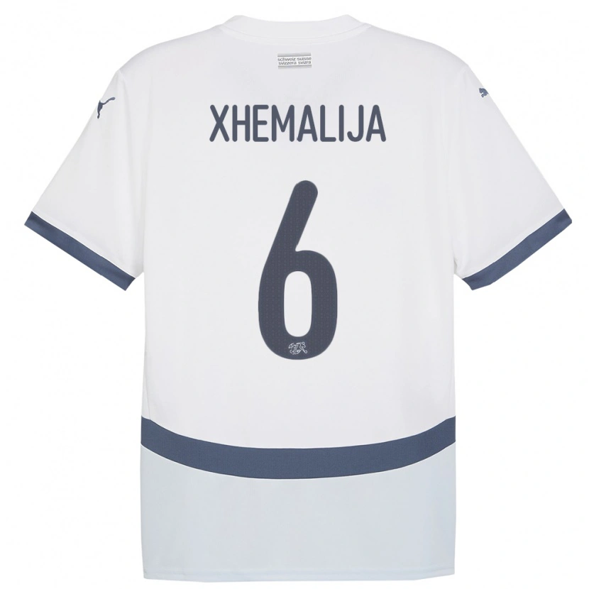 Danxen Män Schweiz Demir Xhemalija #6 Vit Bortatröja Matchtröjor 24-26 Tröjor T-Tröja