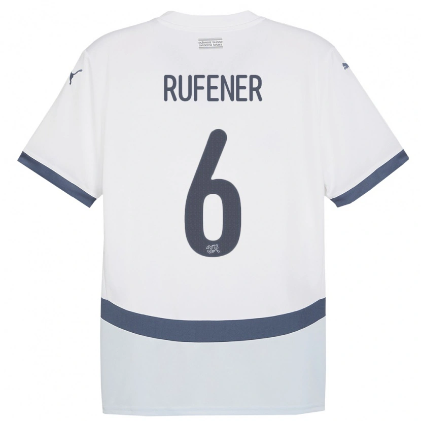 Danxen Män Schweiz Elio Rufener #6 Vit Bortatröja Matchtröjor 24-26 Tröjor T-Tröja