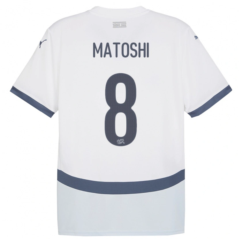Danxen Män Schweiz Valmir Matoshi #8 Vit Bortatröja Matchtröjor 24-26 Tröjor T-Tröja