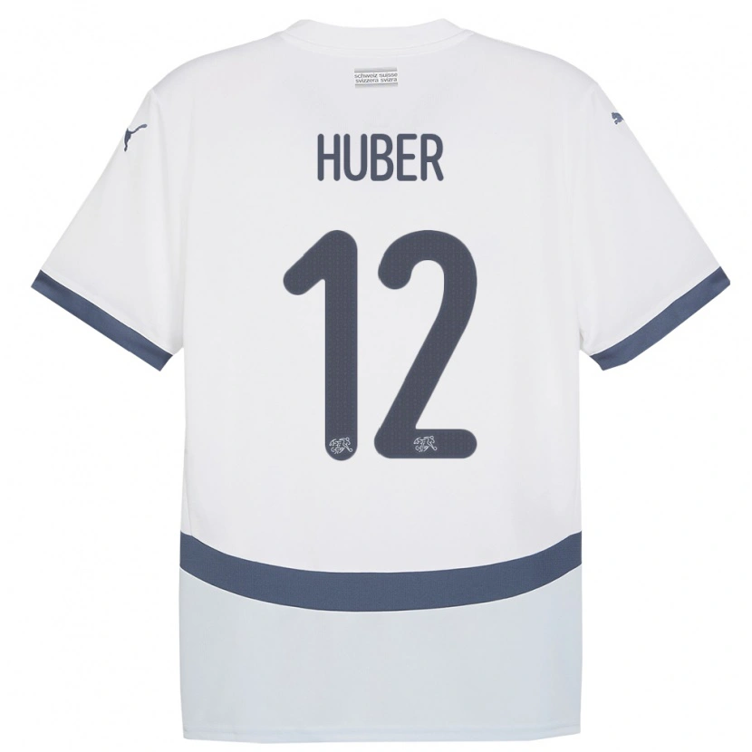 Danxen Män Schweiz Silas Huber #12 Vit Bortatröja Matchtröjor 24-26 Tröjor T-Tröja