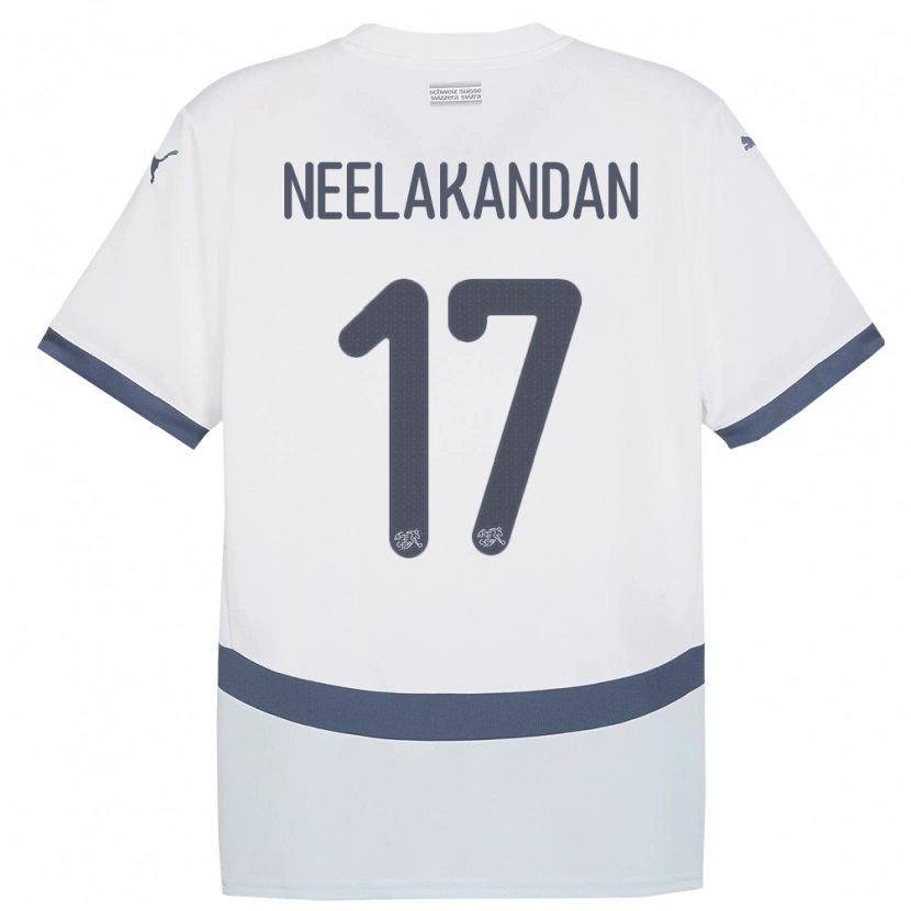Danxen Män Schweiz Ranjan Neelakandan #17 Vit Bortatröja Matchtröjor 24-26 Tröjor T-Tröja