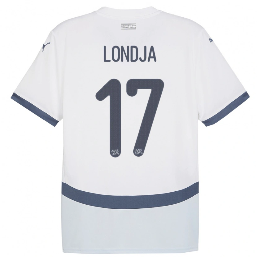 Danxen Män Schweiz Ruben Londja #17 Vit Bortatröja Matchtröjor 24-26 Tröjor T-Tröja