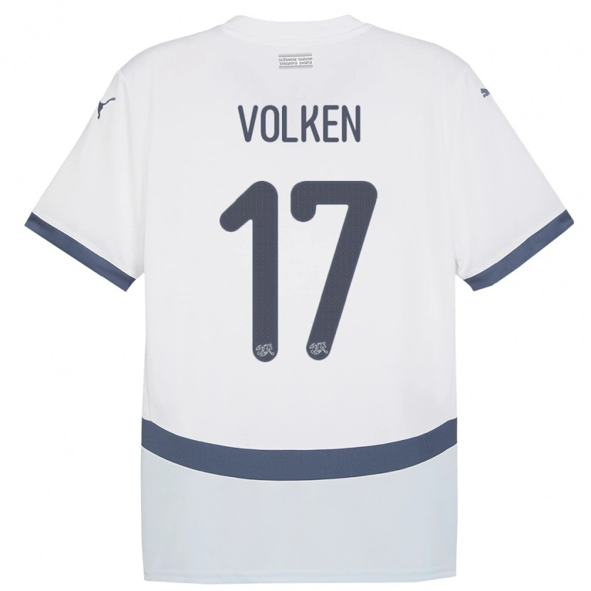 Danxen Män Schweiz Neil Volken #17 Vit Bortatröja Matchtröjor 24-26 Tröjor T-Tröja