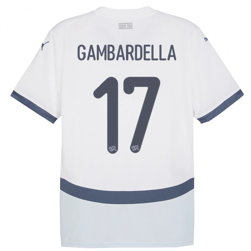 Danxen Män Schweiz Matteo Gambardella #17 Vit Bortatröja Matchtröjor 24-26 Tröjor T-Tröja