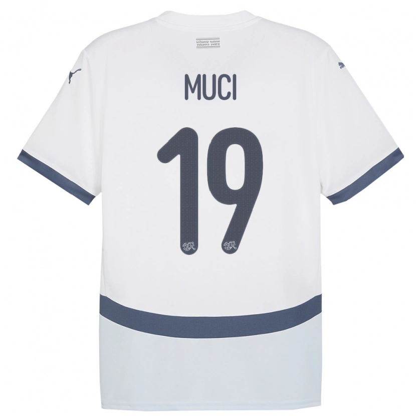 Danxen Män Schweiz Nikolas Muci #19 Vit Bortatröja Matchtröjor 24-26 Tröjor T-Tröja