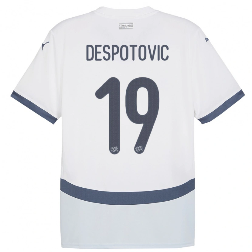 Danxen Män Schweiz Ilija Despotovic #19 Vit Bortatröja Matchtröjor 24-26 Tröjor T-Tröja