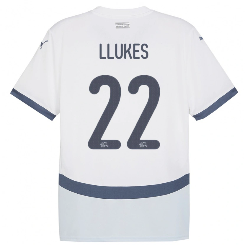 Danxen Män Schweiz Adrien Llukes #22 Vit Bortatröja Matchtröjor 24-26 Tröjor T-Tröja