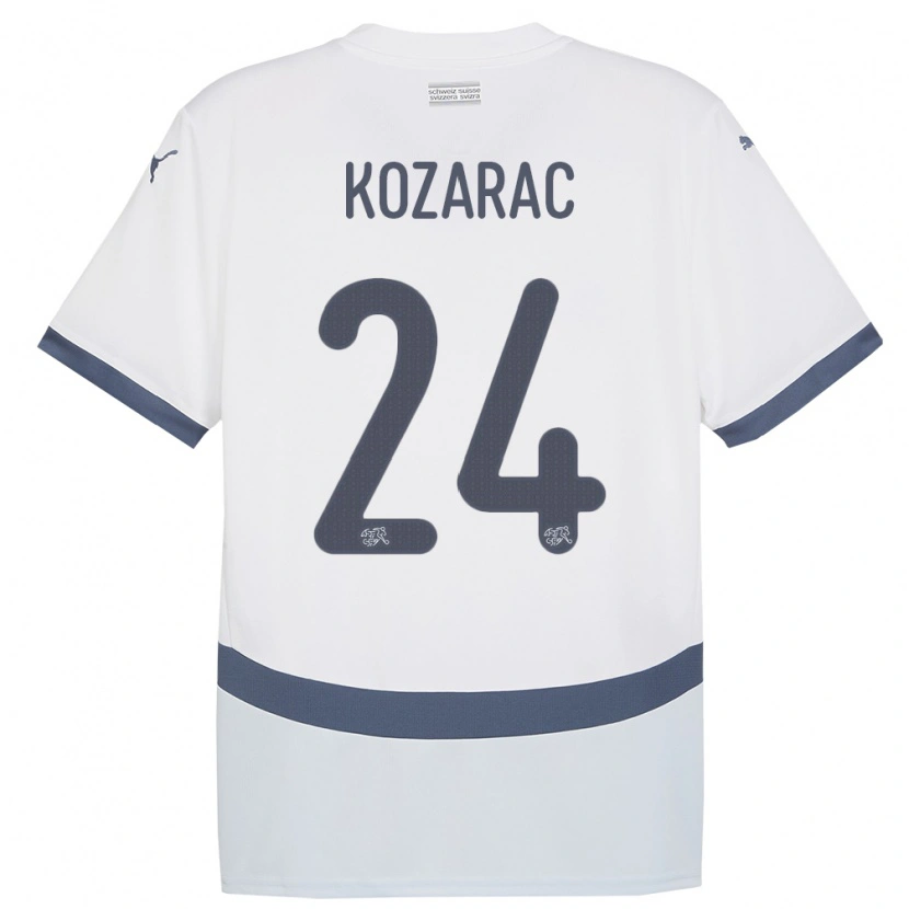 Danxen Män Schweiz Haris Kozarac #24 Vit Bortatröja Matchtröjor 24-26 Tröjor T-Tröja
