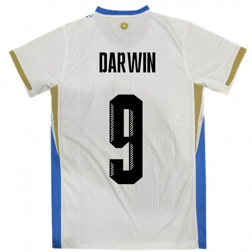 Danxen Män Uruguay Darwin Núñez #9 Vit Blå Bortatröja Matchtröjor 24-26 Tröjor T-Tröja