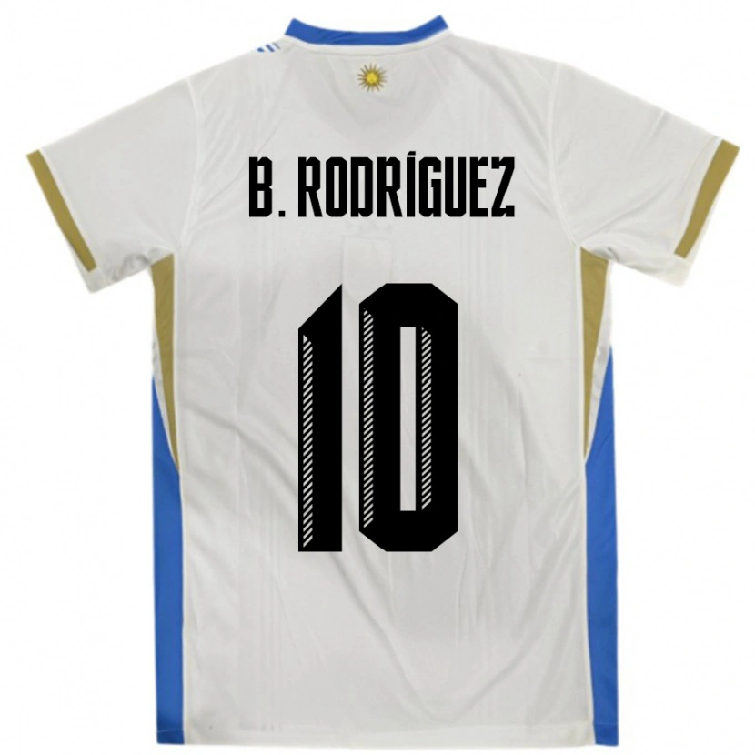 Danxen Män Uruguay Brian Rodríguez #10 Vit Blå Bortatröja Matchtröjor 24-26 Tröjor T-Tröja