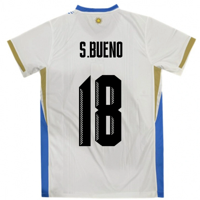 Danxen Män Uruguay Santiago Bueno #18 Vit Blå Bortatröja Matchtröjor 24-26 Tröjor T-Tröja