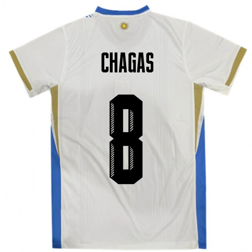 Danxen Män Uruguay Rodrigo Chagas #8 Vit Blå Bortatröja Matchtröjor 24-26 Tröjor T-Tröja