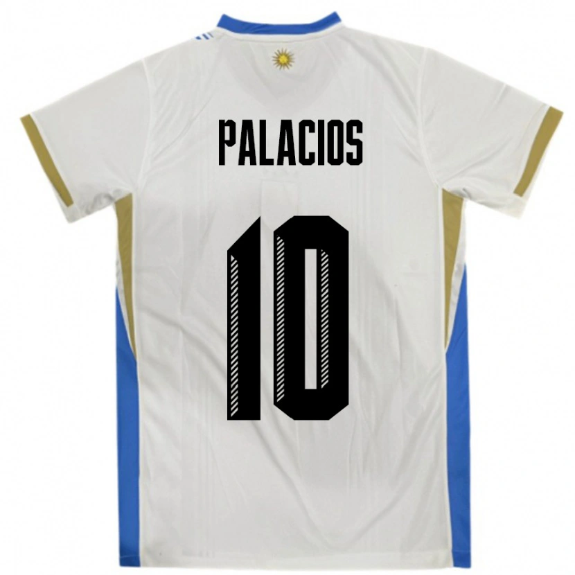 Danxen Män Uruguay Tiago Palacios #10 Vit Blå Bortatröja Matchtröjor 24-26 Tröjor T-Tröja