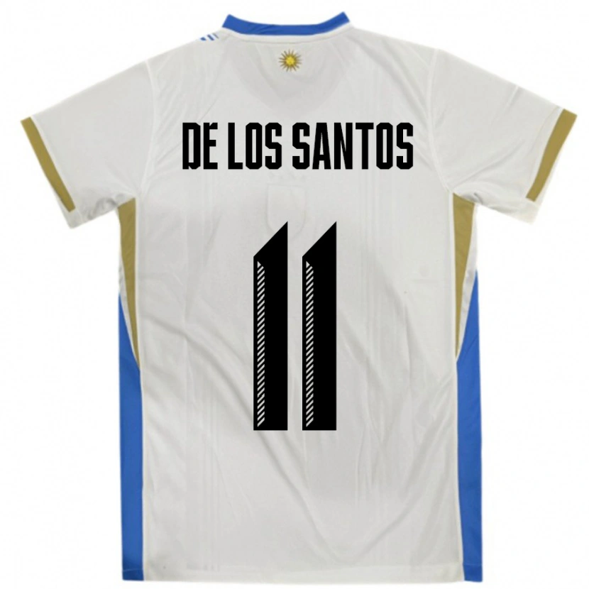 Danxen Män Uruguay Juan Cruz De Los Santos #11 Vit Blå Bortatröja Matchtröjor 24-26 Tröjor T-Tröja