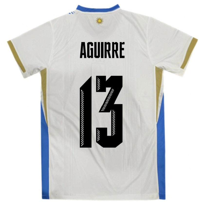 Danxen Män Uruguay Joaquin Aguirre #13 Vit Blå Bortatröja Matchtröjor 24-26 Tröjor T-Tröja
