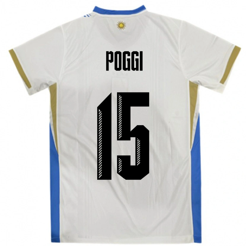 Danxen Män Uruguay Vicente Poggi #15 Vit Blå Bortatröja Matchtröjor 24-26 Tröjor T-Tröja