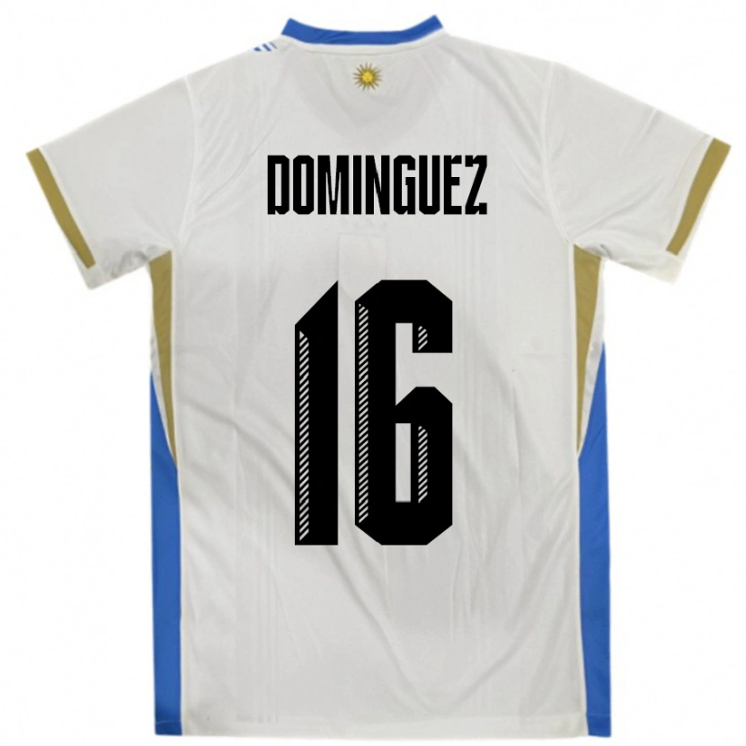 Danxen Män Uruguay Facundo Dominguez #16 Vit Blå Bortatröja Matchtröjor 24-26 Tröjor T-Tröja