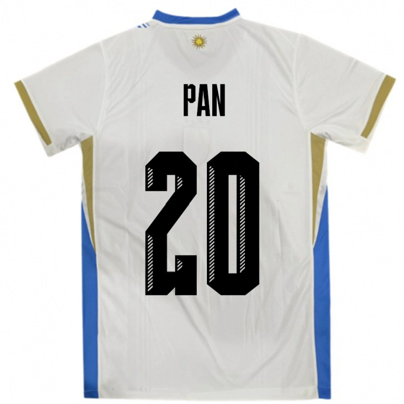Danxen Män Uruguay Gonzalo Pan #20 Vit Blå Bortatröja Matchtröjor 24-26 Tröjor T-Tröja