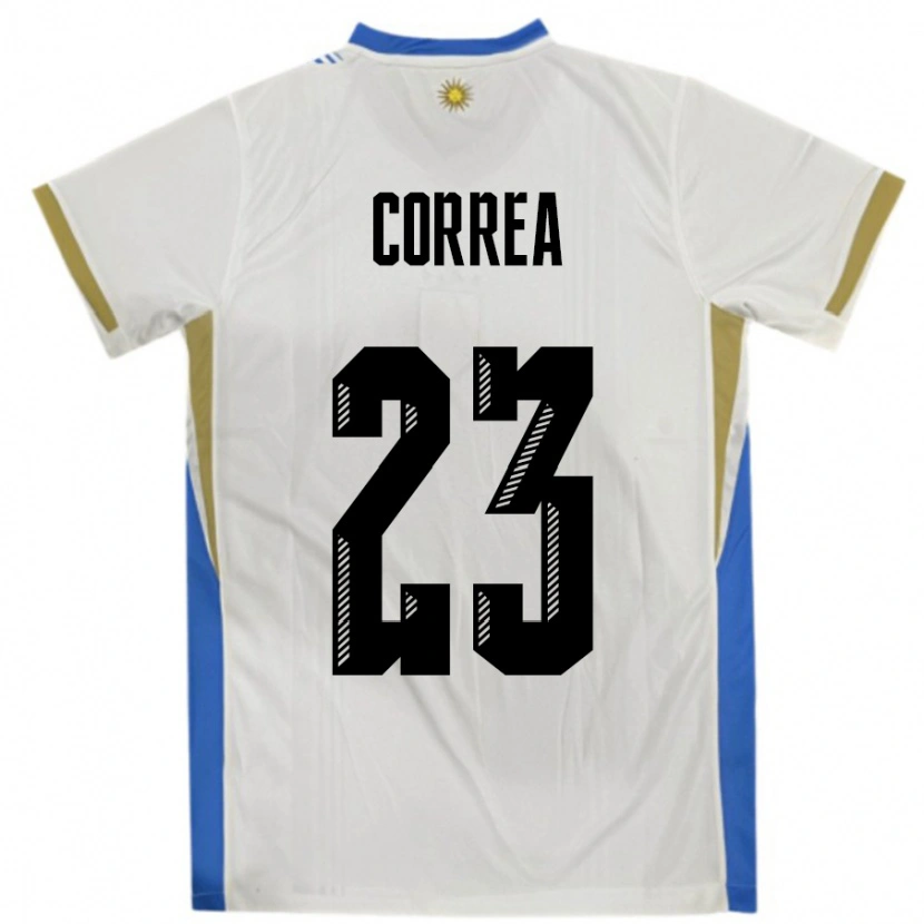 Danxen Män Uruguay Fabrizio Correa #23 Vit Blå Bortatröja Matchtröjor 24-26 Tröjor T-Tröja