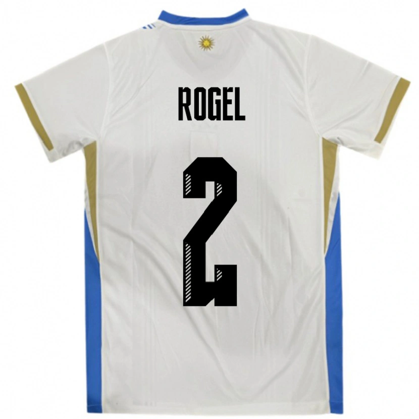 Danxen Män Uruguay Agustin Rogel #2 Vit Blå Bortatröja Matchtröjor 24-26 Tröjor T-Tröja