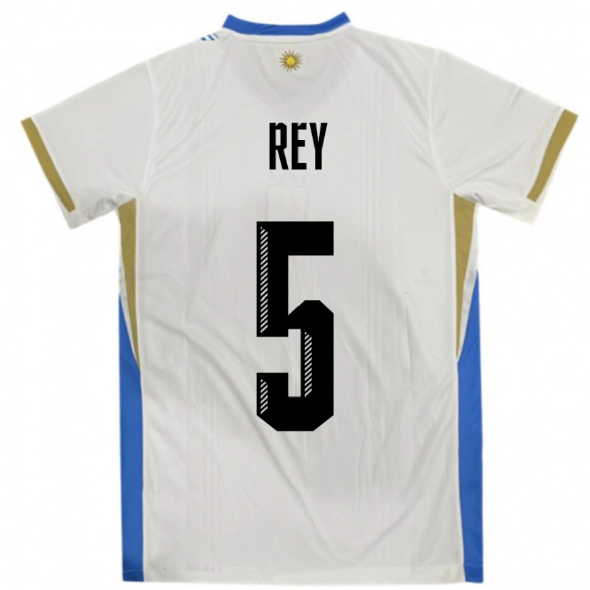 Danxen Män Uruguay Rodrigo Rey #5 Vit Blå Bortatröja Matchtröjor 24-26 Tröjor T-Tröja