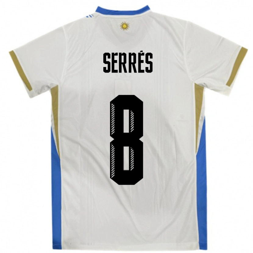 Danxen Män Uruguay Felipe Serres #8 Vit Blå Bortatröja Matchtröjor 24-26 Tröjor T-Tröja