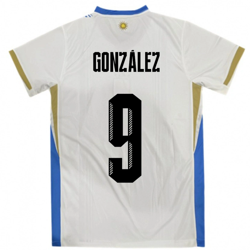 Danxen Män Uruguay Pamela Gonzalez #9 Vit Blå Bortatröja Matchtröjor 24-26 Tröjor T-Tröja