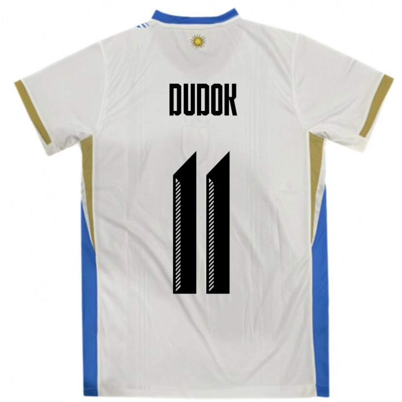 Danxen Män Uruguay Rodrigo Dudok #11 Vit Blå Bortatröja Matchtröjor 24-26 Tröjor T-Tröja