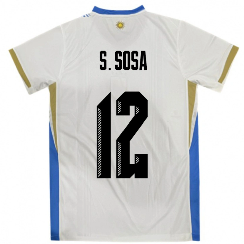 Danxen Män Uruguay Sebastian Sosa #12 Vit Blå Bortatröja Matchtröjor 24-26 Tröjor T-Tröja