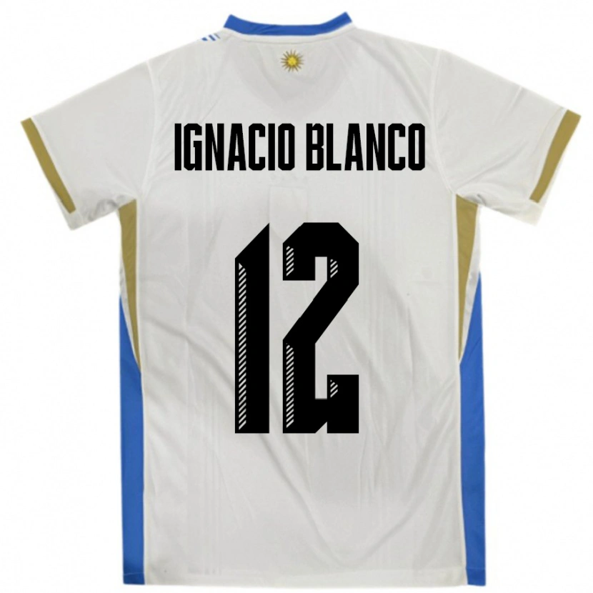 Danxen Män Uruguay Juan Ignacio Blanco #12 Vit Blå Bortatröja Matchtröjor 24-26 Tröjor T-Tröja