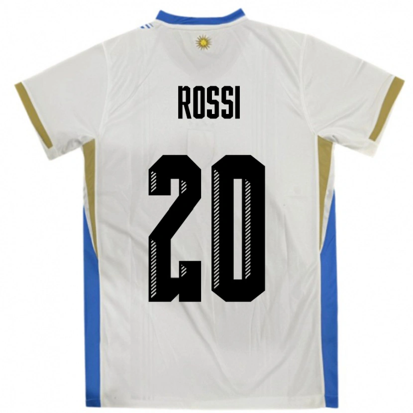 Danxen Män Uruguay Diego Rossi #20 Vit Blå Bortatröja Matchtröjor 24-26 Tröjor T-Tröja