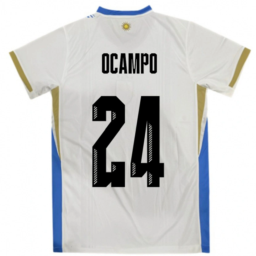 Danxen Män Uruguay Brian Ocampo #24 Vit Blå Bortatröja Matchtröjor 24-26 Tröjor T-Tröja