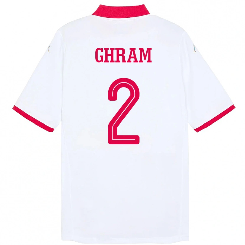 Danxen Män Tunisien Alaa Ghram #2 Vit Bortatröja Matchtröjor 24-26 Tröjor T-Tröja