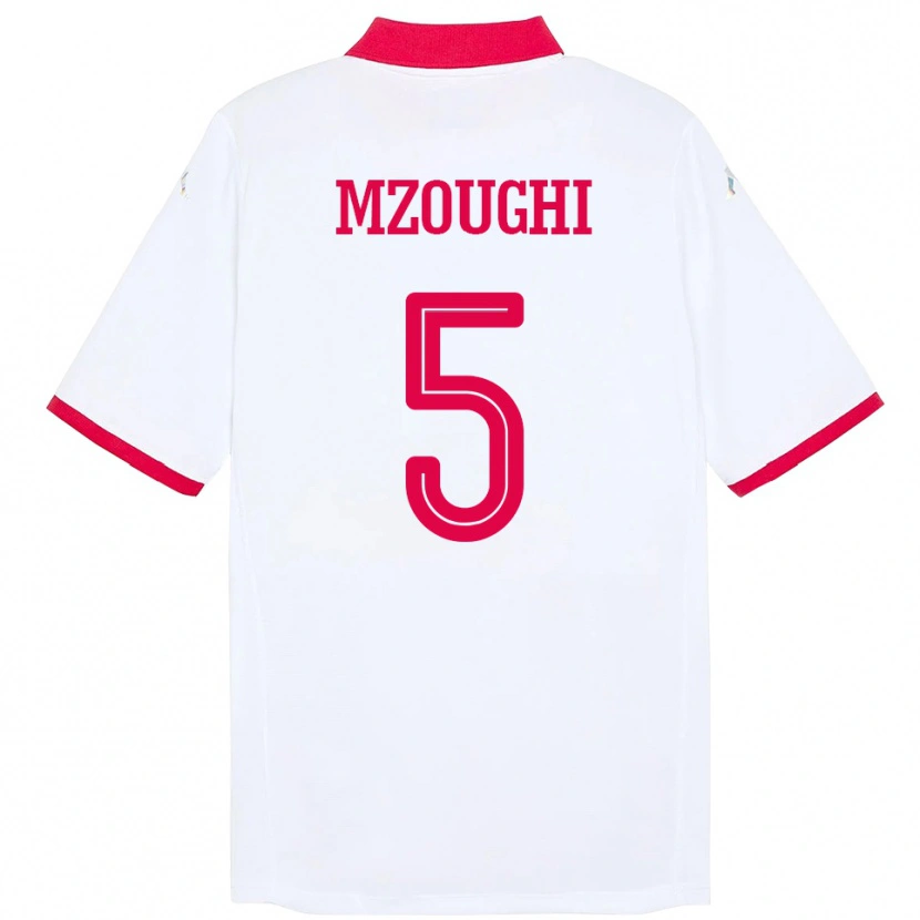 Danxen Män Tunisien Iskander Mzoughi #5 Vit Bortatröja Matchtröjor 24-26 Tröjor T-Tröja