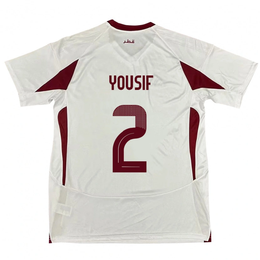 Danxen Män Qatar Abdalla Yousif #2 Vit Bortatröja Matchtröjor 24-26 Tröjor T-Tröja