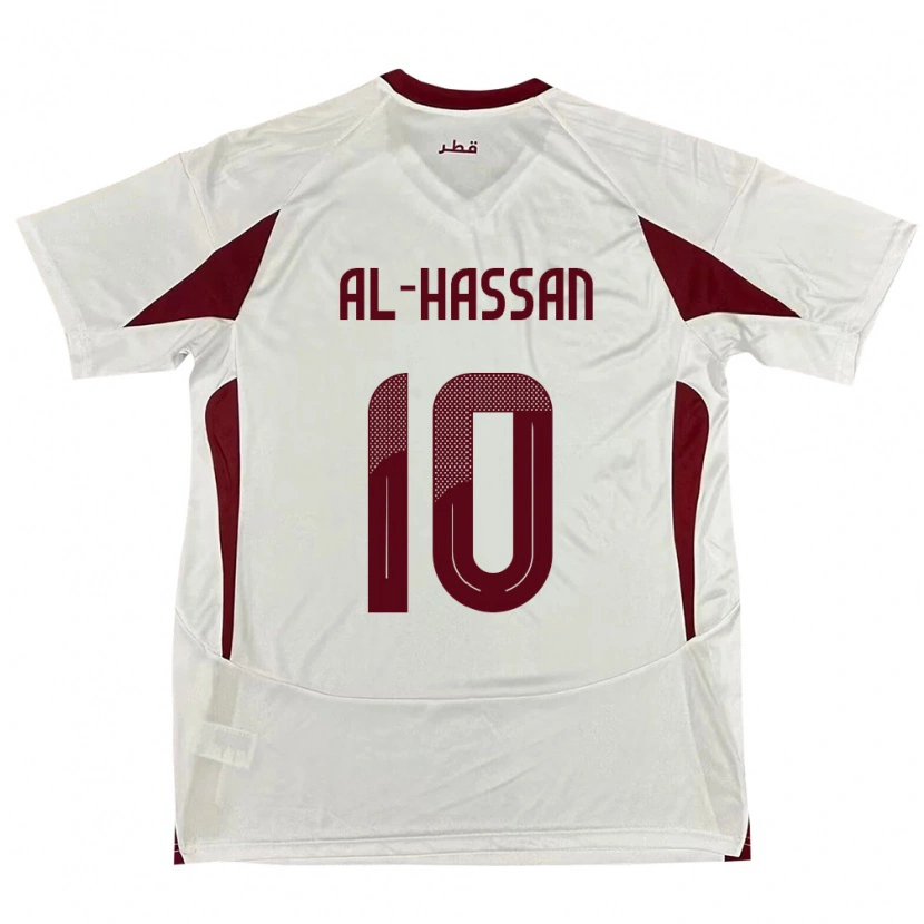 Danxen Män Qatar Ibrahim Al-Hassan #10 Vit Bortatröja Matchtröjor 24-26 Tröjor T-Tröja