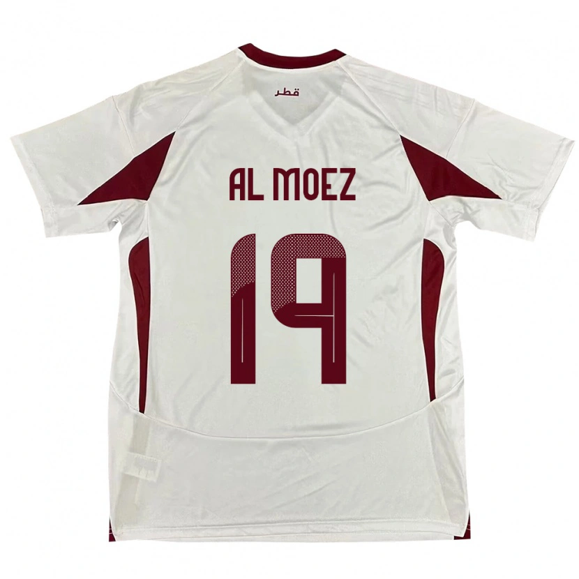 Danxen Män Qatar Almoez Ali #19 Vit Bortatröja Matchtröjor 24-26 Tröjor T-Tröja