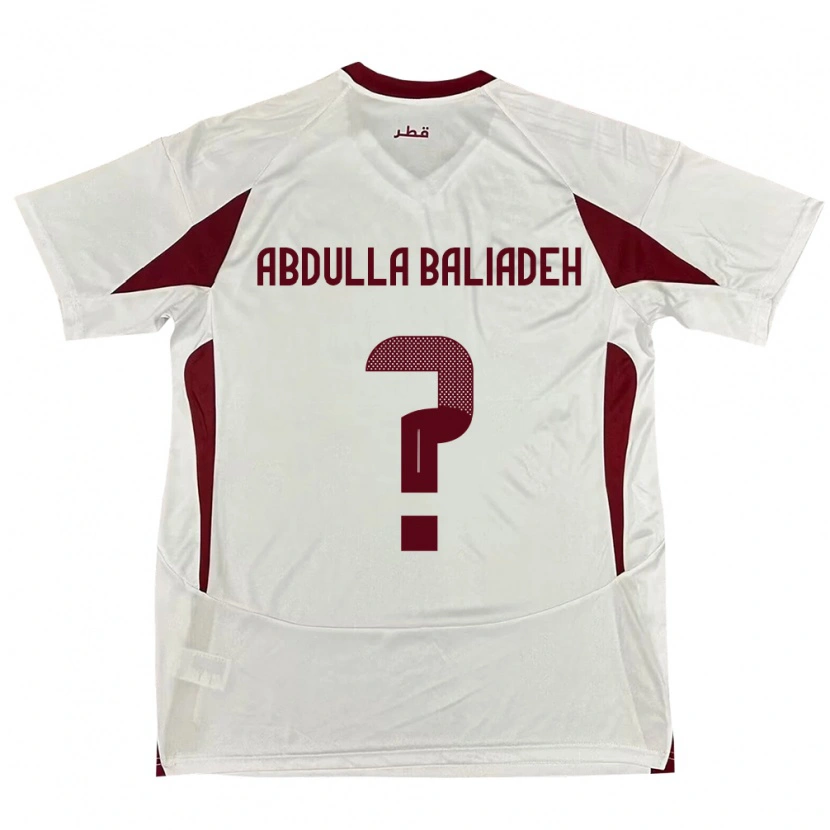 Danxen Män Qatar Yousef Abdulla Baliadeh #0 Vit Bortatröja Matchtröjor 24-26 Tröjor T-Tröja